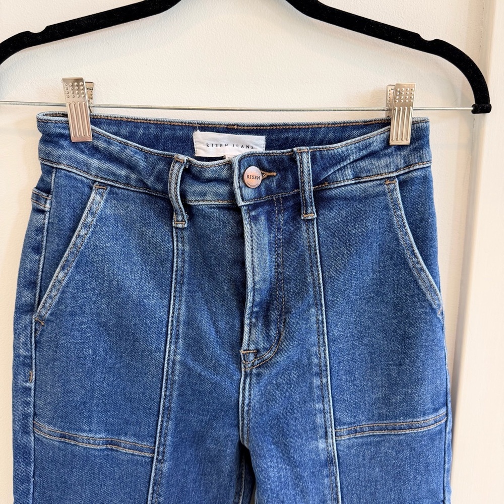 Risen High Rise Women's Ankle Straight Leg Stretchy Cotton Denim Jeans Size 3/26 - Picture 4 of 13